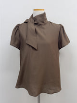[Short Sleeve Version] Charming Tie Puff Blouse