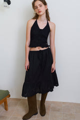Flower pattern halter top_black