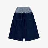layered deconstructed denim capri shorts_blue