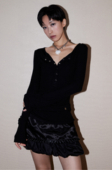 Button Bell Line Knit_Black