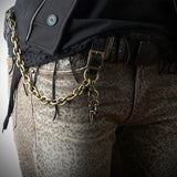 SVC-530 Antique Gold Leather Short Keychain