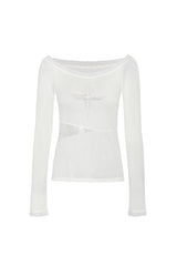 LACE BOATNECK TOP white