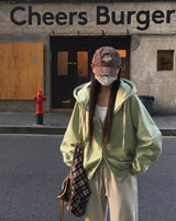 [Bellied made] Movening Color Blocking Two-Way Hooded Zip-up