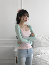 [MADE] Heart-Drop Lace & Cubic Heart Camisole