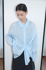 Sheer Button Down Loose Shirt (Sky Blue)
