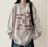 オッドビンテージプリンティドボクシー長袖Tシャツ