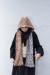 Leopard reversible hood muffler (brown)