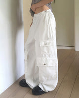 Senba string Wide Denim Cargo Pants