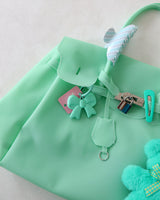 Mint-Color-Blocked Stripe Hair Clip