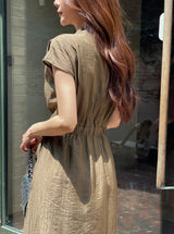 26SS★ Forven Hanek Wrinkle Banding Wrap Long One Piece