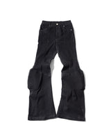 PADDED FLARED BLACK DENIM PANTS 