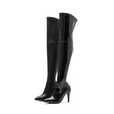 New Thigh High Boots Heel(Glossy Black)