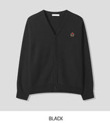 Clash waffle embroidery v-neck cardigan
