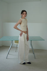 Linen belted pants_ivory