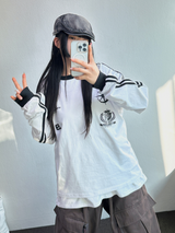 ヒップツーラインナンバーリングロゴスリーブTシャツ💙🤍🖤3カラー