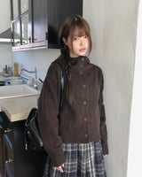 Kuan Hood High-Neck Buttoned Knit Cardigan