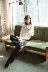 26SS★ Draw Stitch Embroidered Short Sleeve Tee