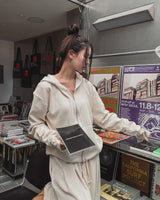 ヘンネ ウォーマー レイヤード ツーウェイ フード付き ジップアップ