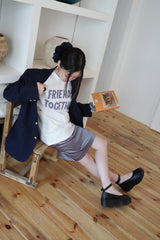 フレンズトゥギャザーパッチワークTシャツ - White (Loose Type)