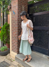 Chitoa Dot Chiffon Balloon Midi Skirt
