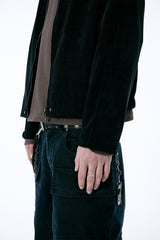 (BASE) MONO KNIT ZIP UP (BLACK)