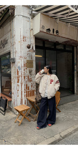 wool quilting base ball jumper jacket
