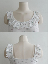 SOFT FLOWER FRILL TOP & MIDI SKIRT SET (IVORY, BROWN 2COLORS!)