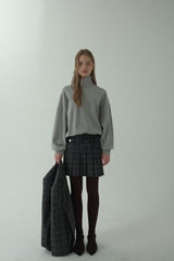 HIGH-NECK ZIP-UP SWEATSHIRT_MELANGE GRAY