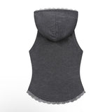 ASEN LACE SLIM HOOD SLEEVELESS (4COLOR)