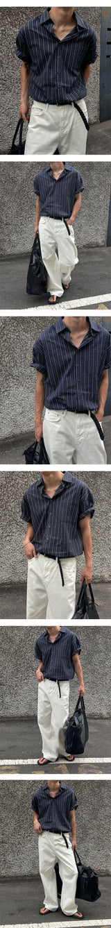 [S/S] マルチストライプハーフシャツ(2color)
