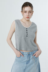 WAFFLE SLEEVELESS_MELANGE GRAY