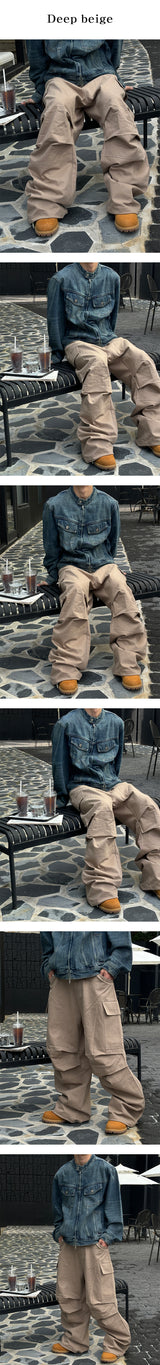 [Unisex] パラシュートハードコットンカーゴパンツ(3color)