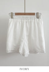 Eyelet Punching Blouse Banding Shorts Set
