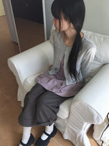 オブニンカプリ9分丈ボタンロールアップパンツ