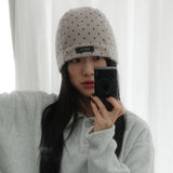 Mini Dot Fleece Beanie (grey)