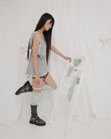 FLORAL LACE DOUBLE HOOD SLEEVELESS / GREY
