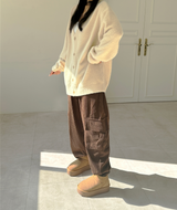 (UNISEX) シュガーパウダーオーバーサイズ5ボタンアンゴラカーディガン - NEW 2 COLOR