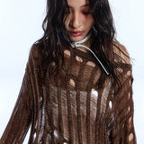 SIN MESH SWEATER_BROWN