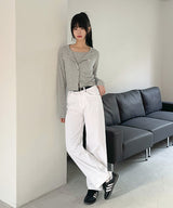 [SET] SLIM FIT LOGO CARDIGAN SLEEVELESS [4color]