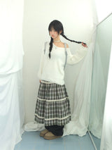 Hazel latte checkered skirt