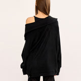 Hairy Zipslit Pullover - Black