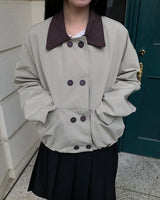 Jamin Contrast Button Crop Jacket