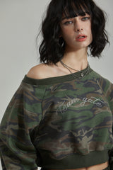 CAMO ONE SHOULDER T-SHIRT