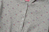 FLOWER WAFFLE BUTTON HOODIE - GRAY