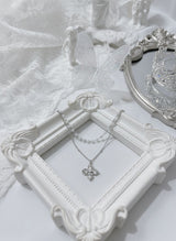 [NMIXX ジウ Necklace] ルナ ブロッサム レイヤード ネックレス - Silver color