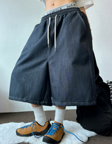 BASIC STITCH WIDE 7 8 ロングバミューダ 🖤💙2COLOR