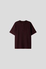 LMN フェルトマッスルタッチヘンリーネック半袖Tシャツ (4 colors)