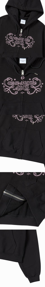 25FW WOMAN プリンセスフォントクロップフーディージップアップ ブラック