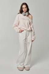 09 Numbering straight pants, White