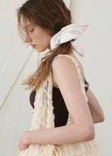 Cotton Flower Square Scrunchie_White
